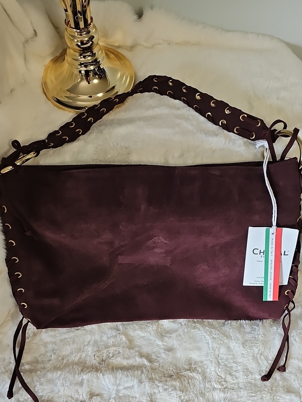 NEW! Cheval Firenze  Suede Shoulder Bag
